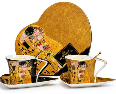 Klimt Kiss Porcelain Cups 2X180ml + Spoons As a Gift