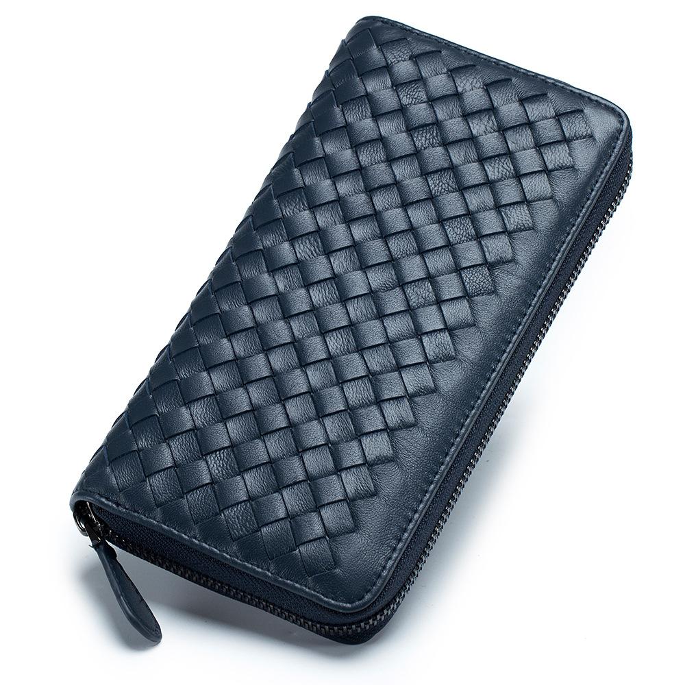 New Fashion Classic Hand-woven Long Wallet Women's Wallet Large Capacity Men's Zipper Clutch
