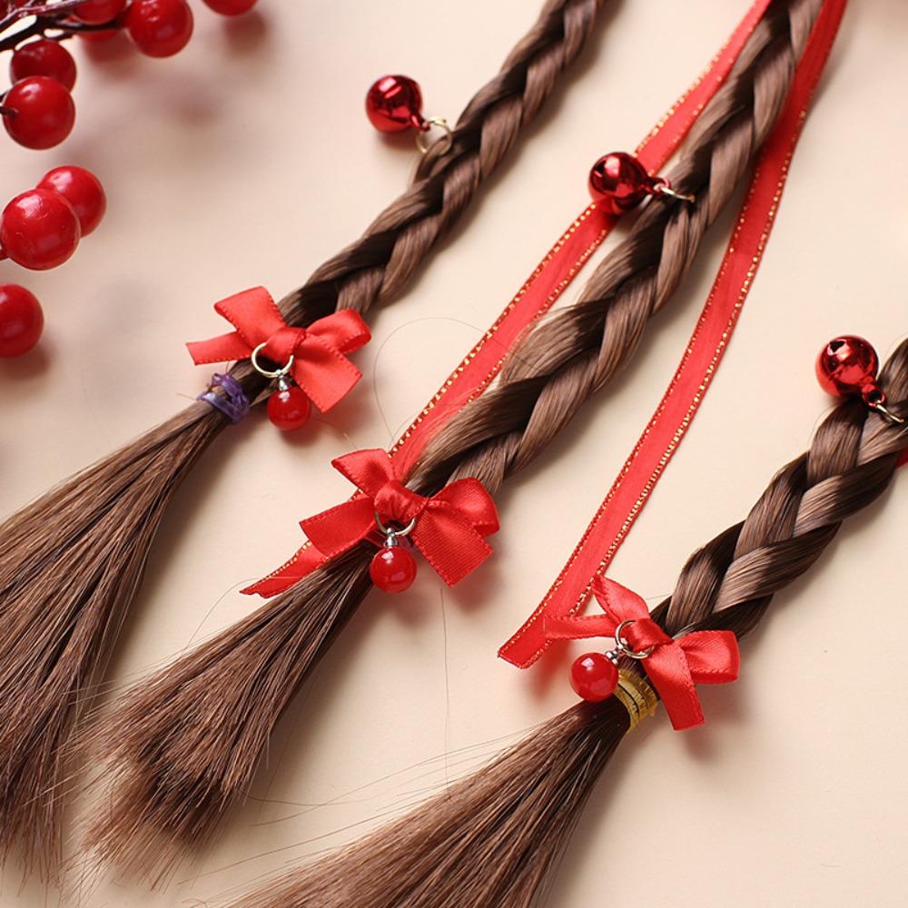 Tassel Children Braided Ponytail Chinese Style New Year Headwear Ancient Hanfu Red Hairpin