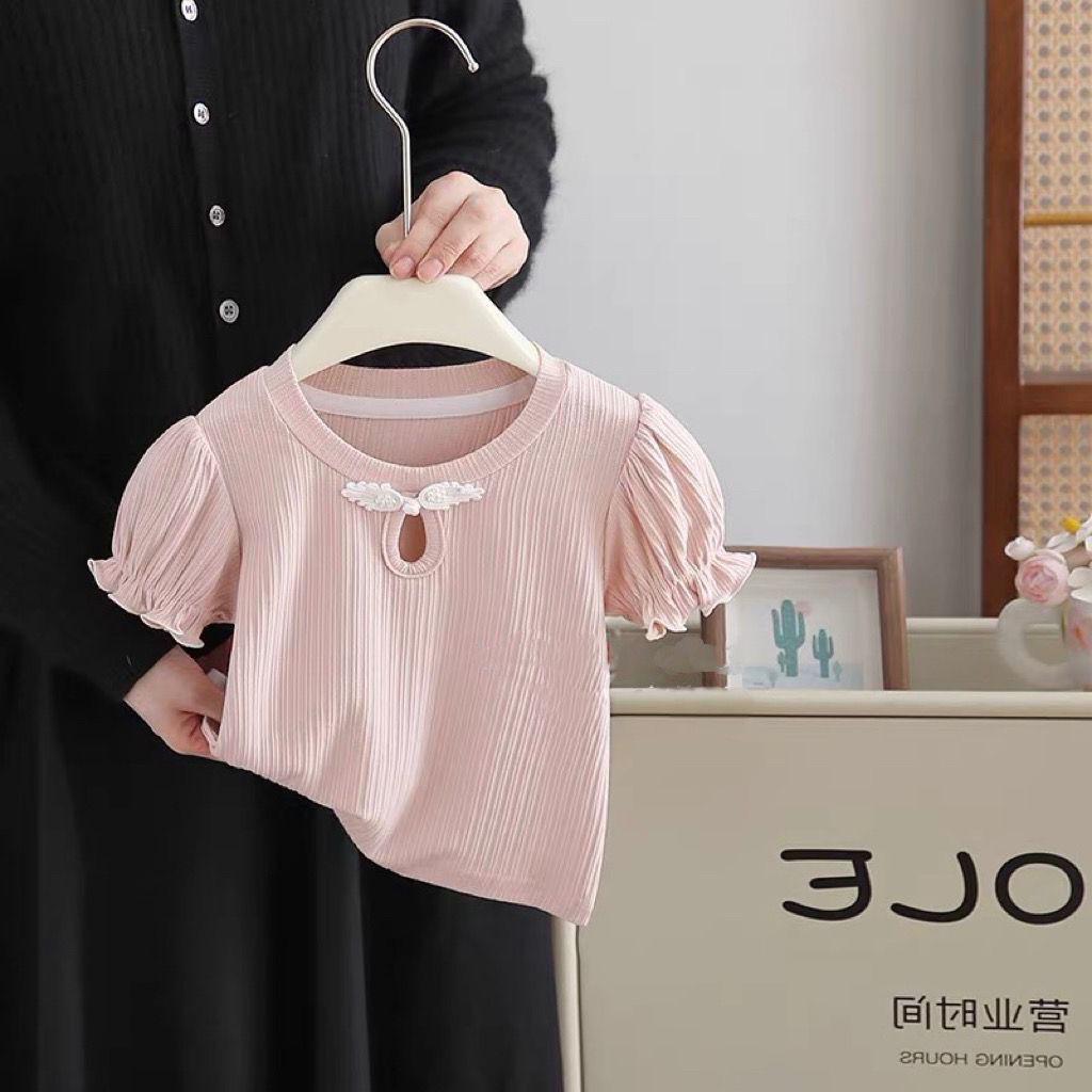 Girls' Summer New Chinese Style Short Sleeve Soft T-Shirt – Toddler Baby Breathable Top