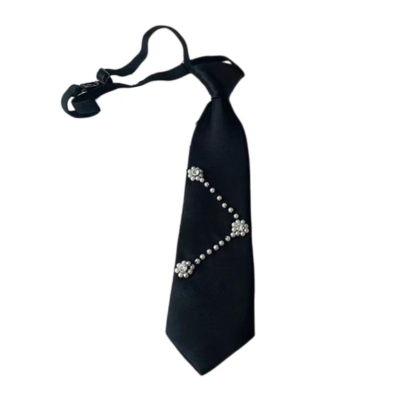 

Versatile Pre-tied Uniform Black Ties Crystal Girls School Uniforms Accessories Adjustable JK Preepy Look School Suit