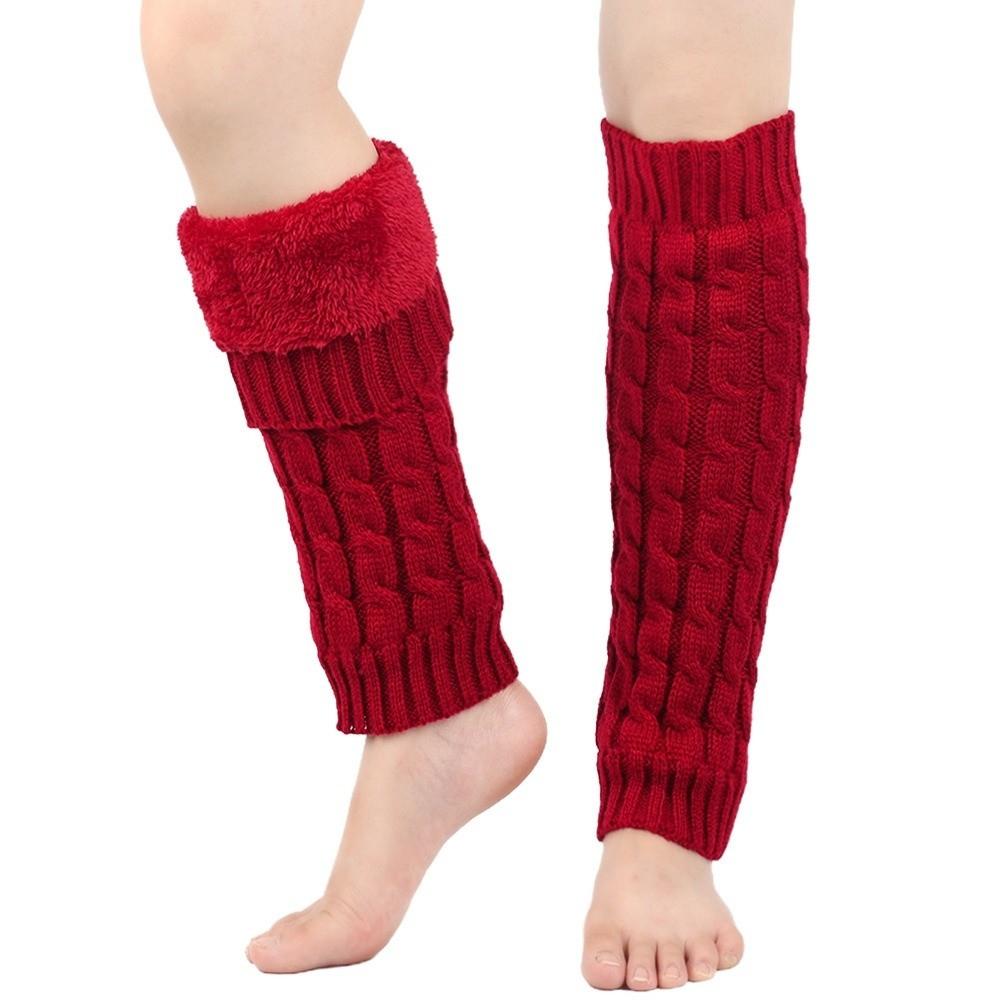 Thickened Winter Leg Warmers Knee High Knitted Leg Coverings Fashion Fleece Leg Warmers  Women