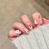 Adorable 3D Santa Claus Wearable Nail Tips with Red Bows – Removable, Short, and Stylish