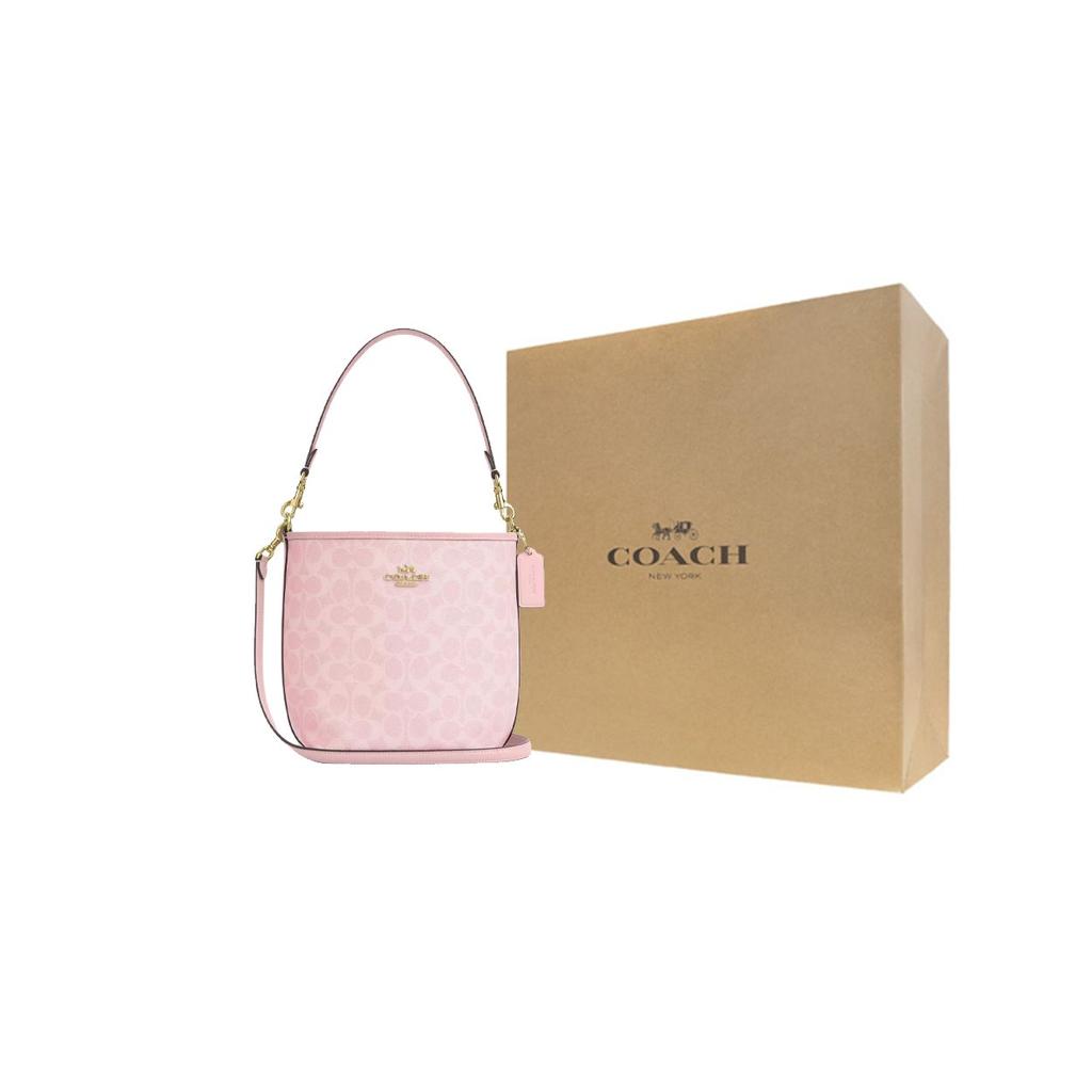 Coach City Bucket 17 Metal Logo Coated Canvas Bucket Bag Women Bags Pink CT800-IMPO