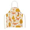 1Pcs Cute Fox Cat Pattern Apron, Waterproof Oil-proof Cotton Linen for Women Men Kids Kitchen