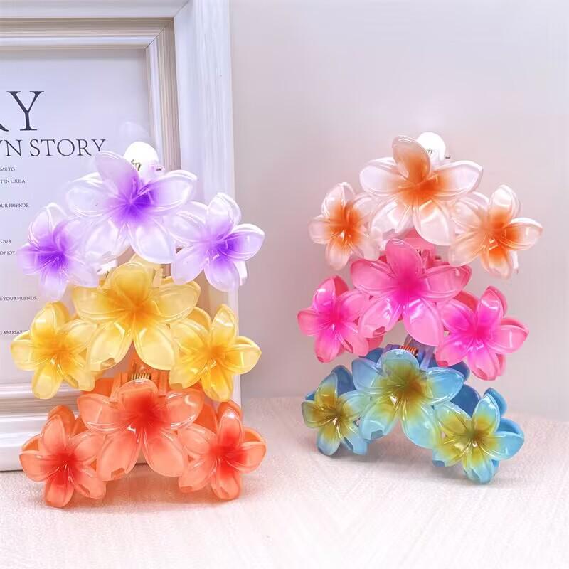 Élégant Pince à Cheveux en Plastique Frangipanier d'Été