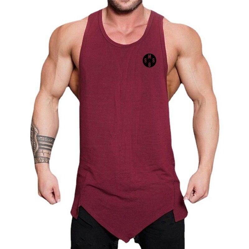 Do The Work  Summer Fitness Bodybuilding Workout Slim Fit Gym Sports Mens Cotton Printed O-neck Irregular Hem Vest 4 Colors