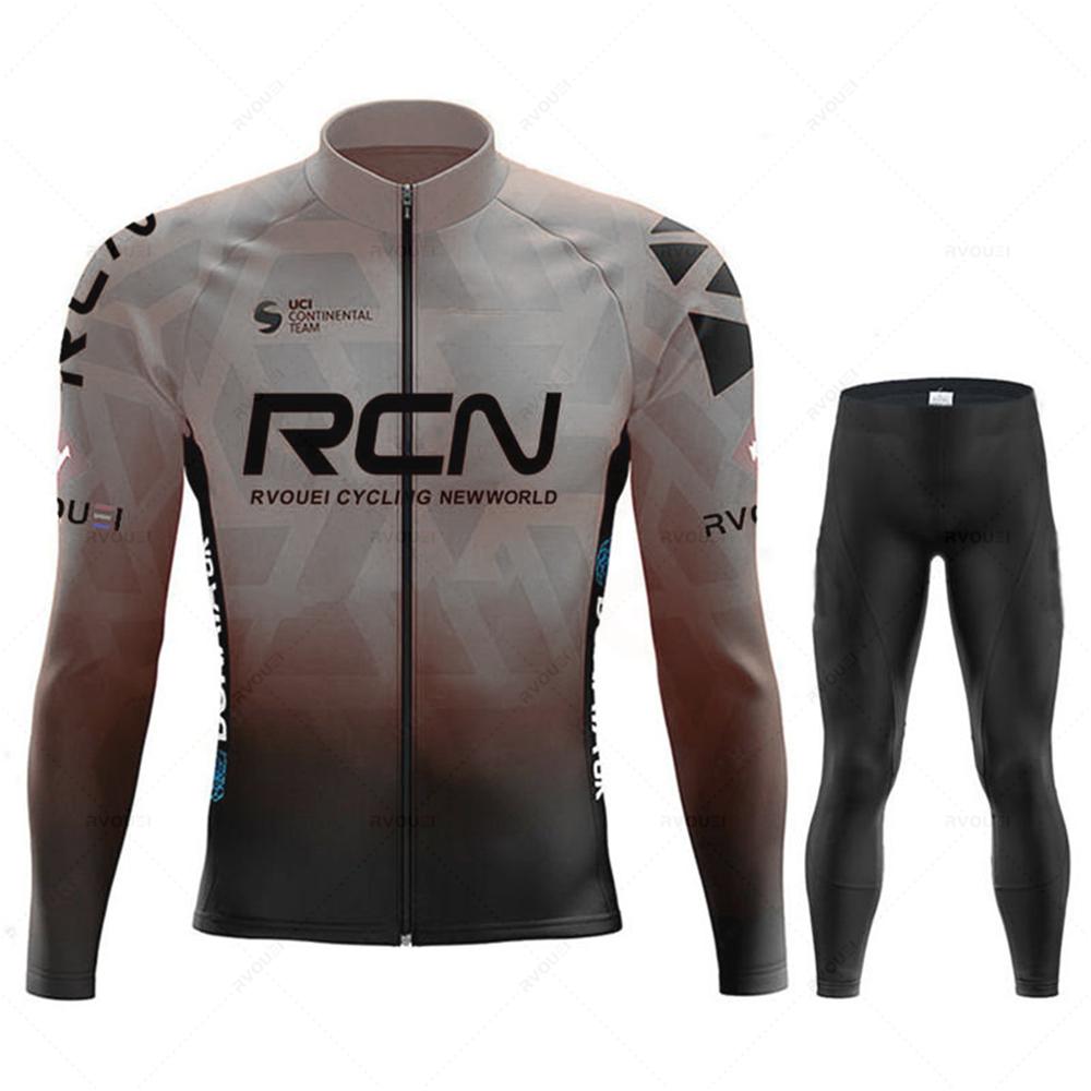 Team Autumn Cycling Jersey Bib Pants Set Ropa Ciclismo Bicycle MTB Clothing Road Bike Suit Men Long Sleeve Bicicleta Set