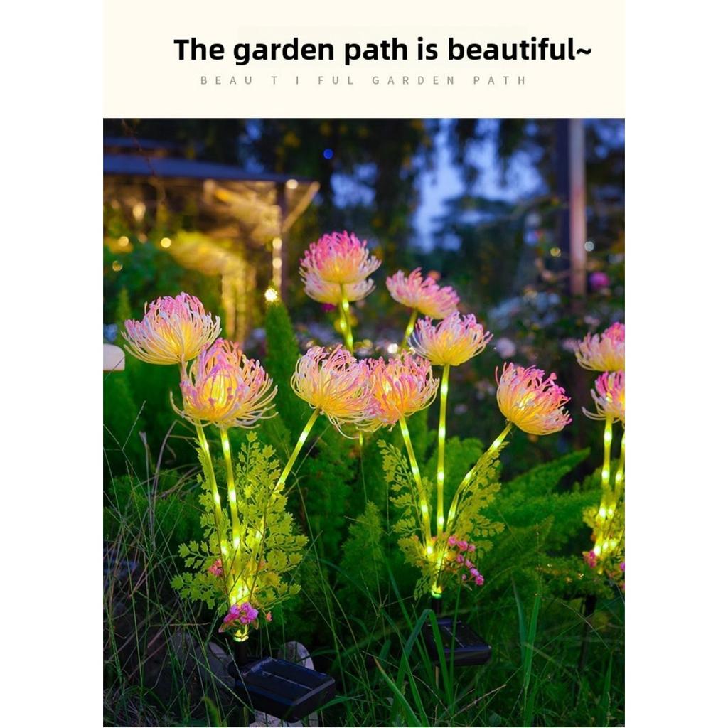 Solar Garden Light Strip with Luminous Flowers and Stems, Upgraded Solar Panel Outdoor Decorative Lanterns, High-quality Courtyard Lighting