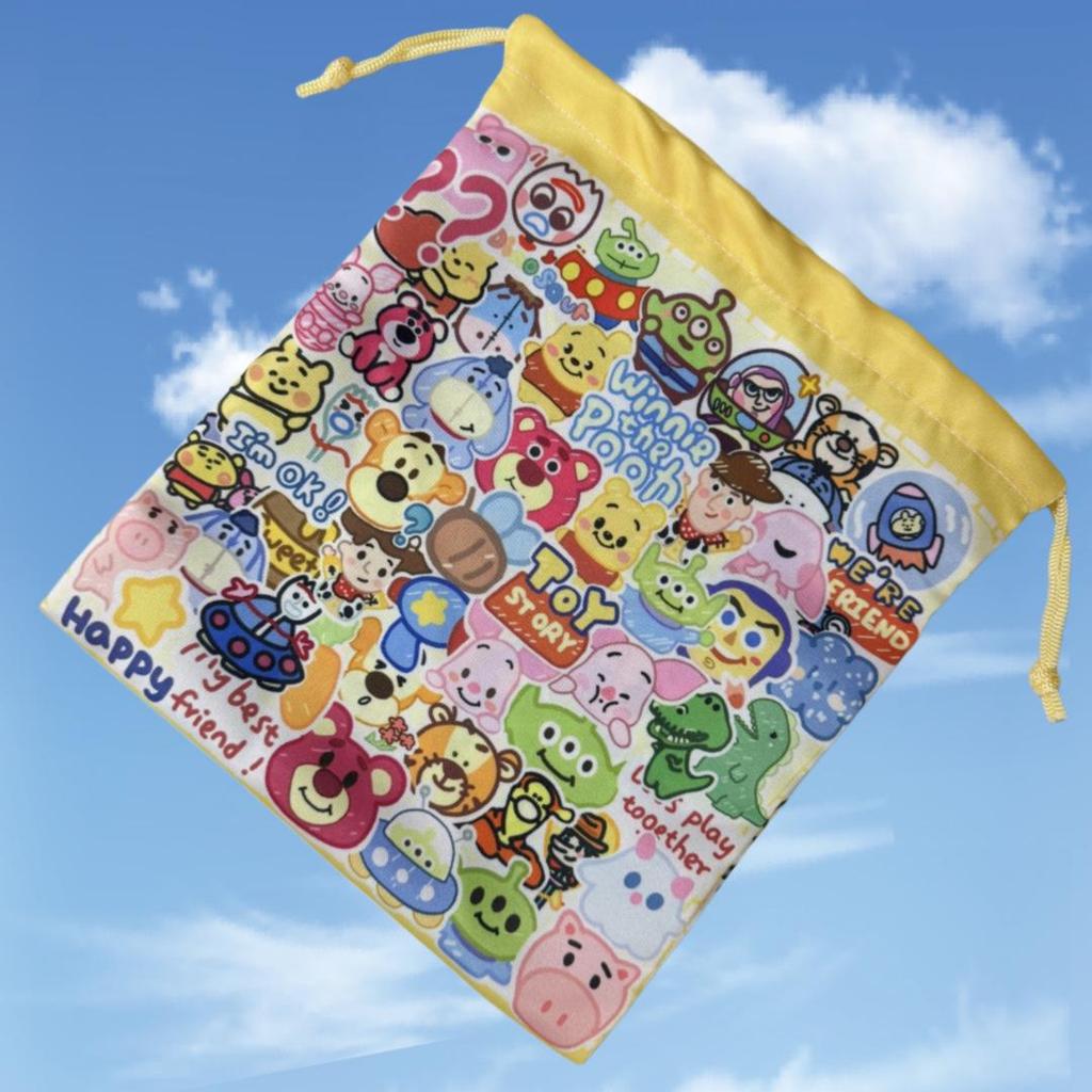 Large Sanrio Canvas Double-Sided Printed Drawstring Tote Bag, Eco-friendly Storage Solution