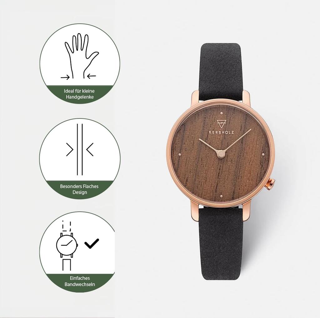 Curbholz Women's Wooden Watch, German Design, Water Resistant, Official Import, WEMM5000