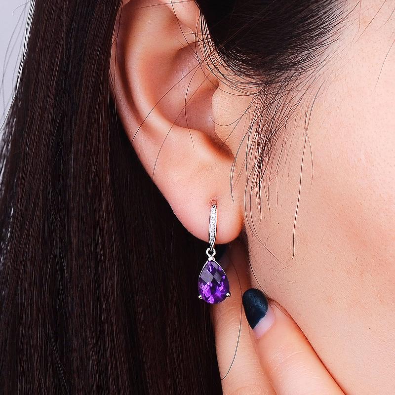 Orecchini Gioielli in Argento 925 a Forma di Goccia d'Acqua Ametista Zircone Pietra Preziosa Orecchini Accessori per Donne Matrimonio Festa Regalo