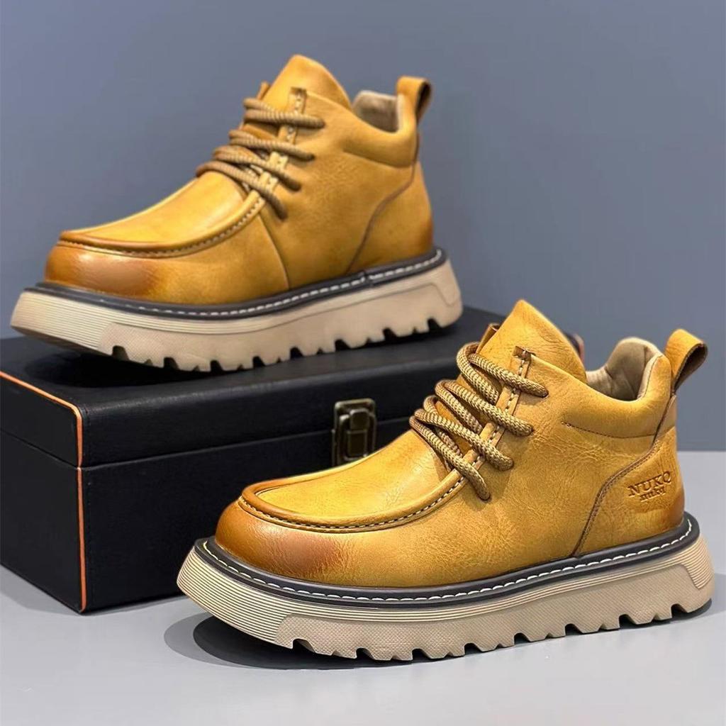 High-top Winter British Style Retro Outdoor Mountaineering Waterproof and Non-slip Sports Thick-soled Heightening Rhubarb Martin Boots