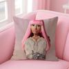 N-Nicki Minajj Singer Cushion Cover Natural Linen Pillow Case Double-Sided Print Decorative Sofa Pillowcase Home Decor Gift