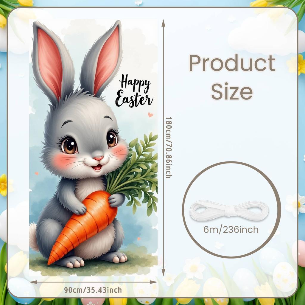 Floral Banner Cute Rabbit Easter Display Happy Easter Banner Butterfly Accent Rabbit Backdrop For Church Event Indoor Decoration