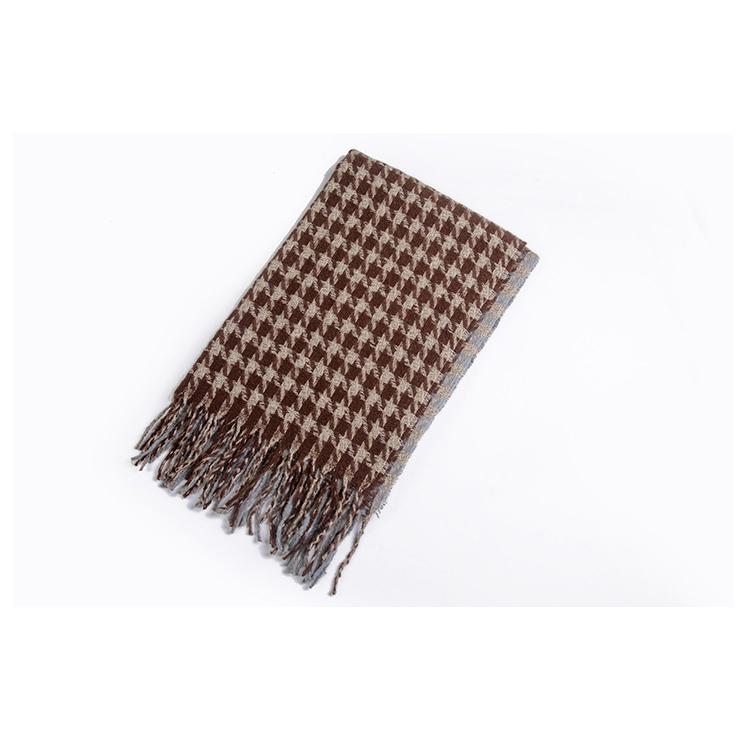 Høst vinterskjerf Brunt Houndstooth skjerf for kvinner dusk sjal