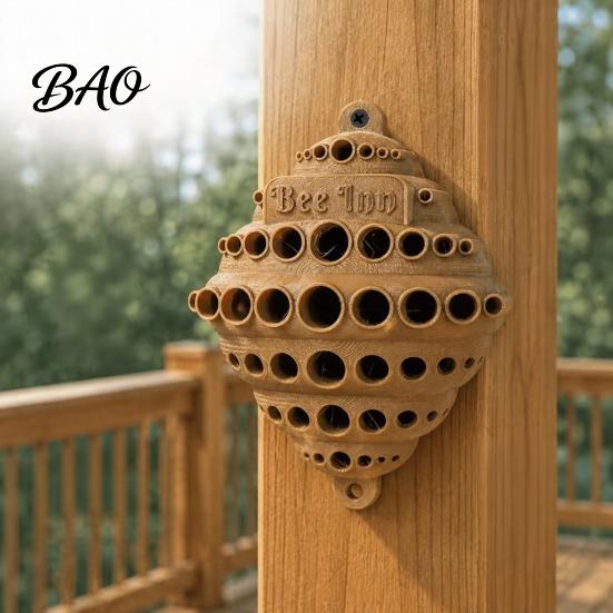 Wall Mounted Bee House Wall-Mounted House, Outdoor Pollinator Shelter, Honeycomb Design Weather Resistant Nesting Box Plastic Hotel for Solitary Bees,