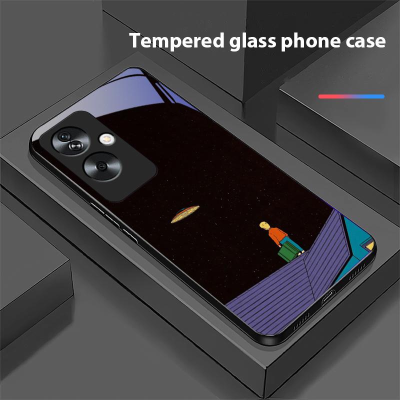 Space Astronaut For Oppo A79 5G 58 78 74 60 4G Reno 11F Realme GT 6 11 Note 50 10 C55 X2 Tempered Glass Black Phone Case
