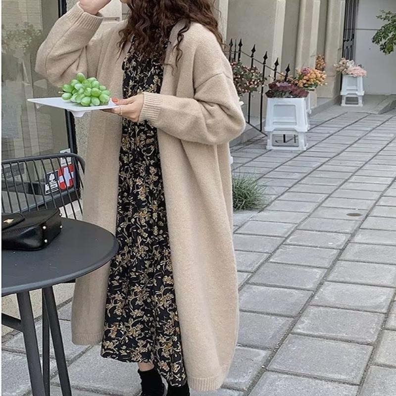 

Свитер средней длины, кардиган, весенняя и осенняя куртка, женская верхняя одежда в стиле ретро, вязаный свитер, женские топы One size верблюд