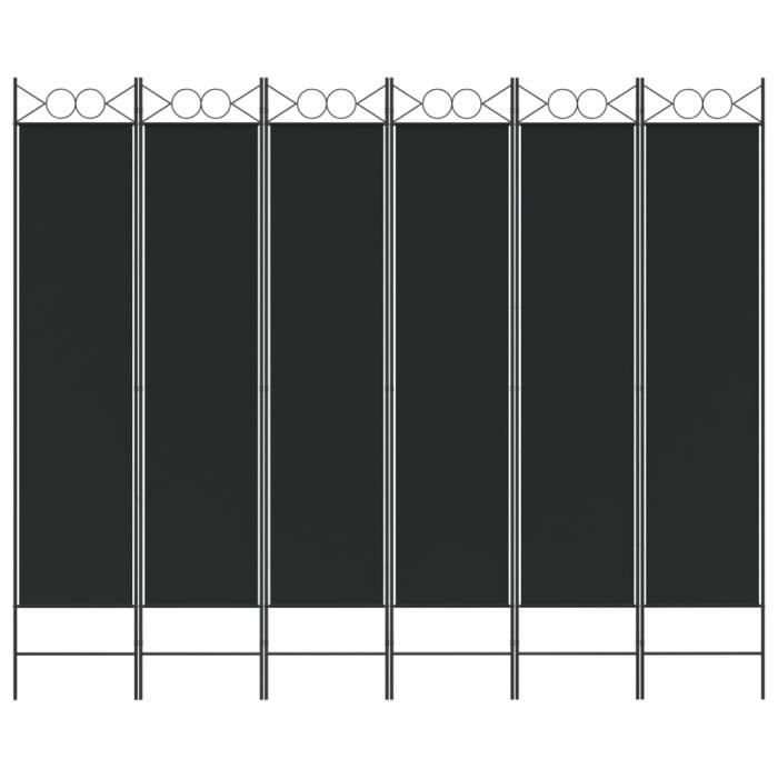 350161 vidaXL Cloison de séparation 6 panneaux Noir 240x200 cm Tissu