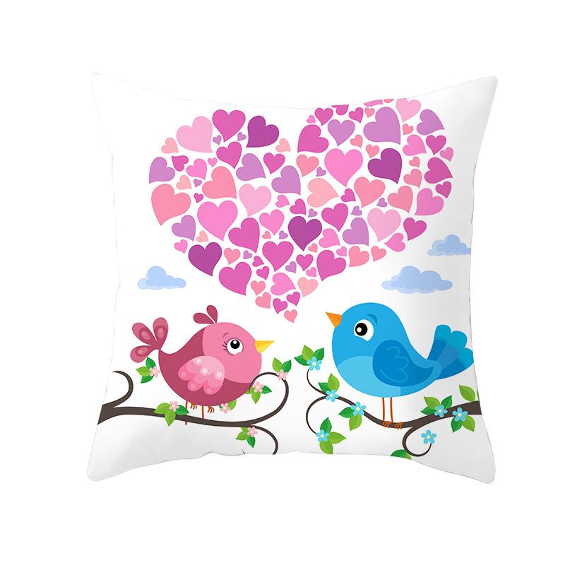 

Cartoon Print Series Valentine s Day Peach Skin Pillow Cover Home Fabric Square Cushion Cover 45 * 45Cm (without pillow core)