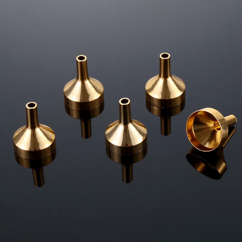 10 Pieces Mini Gold Funnel Aluminium Material For Filling Small Bottles Transferring Liquid Refill Perfume Essential Oil Lab