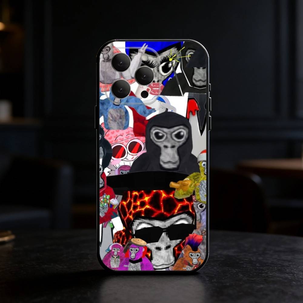 M-Monkey G-Gorilla TagS  Phone Case Silicone Black Soft For IPhone 17,16,15,14,13,12,11,SE,Plus Pro Max