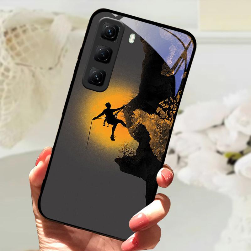 Gehärtetes Glas Case Für Infinix Hot 60 60i Hot60 Pro Plus 60Pro Handy Rückabdeckung Vollständige Abdeckung Linsenschutz Hülle Fundas Etui