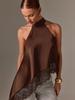 2026 European & American Women's Summer Satin Lace Halter Top