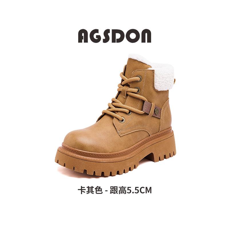 Augustine thick heel Martin boots women's 2025 new autumn and winter platform British style big yellow boots retro tooling short boots