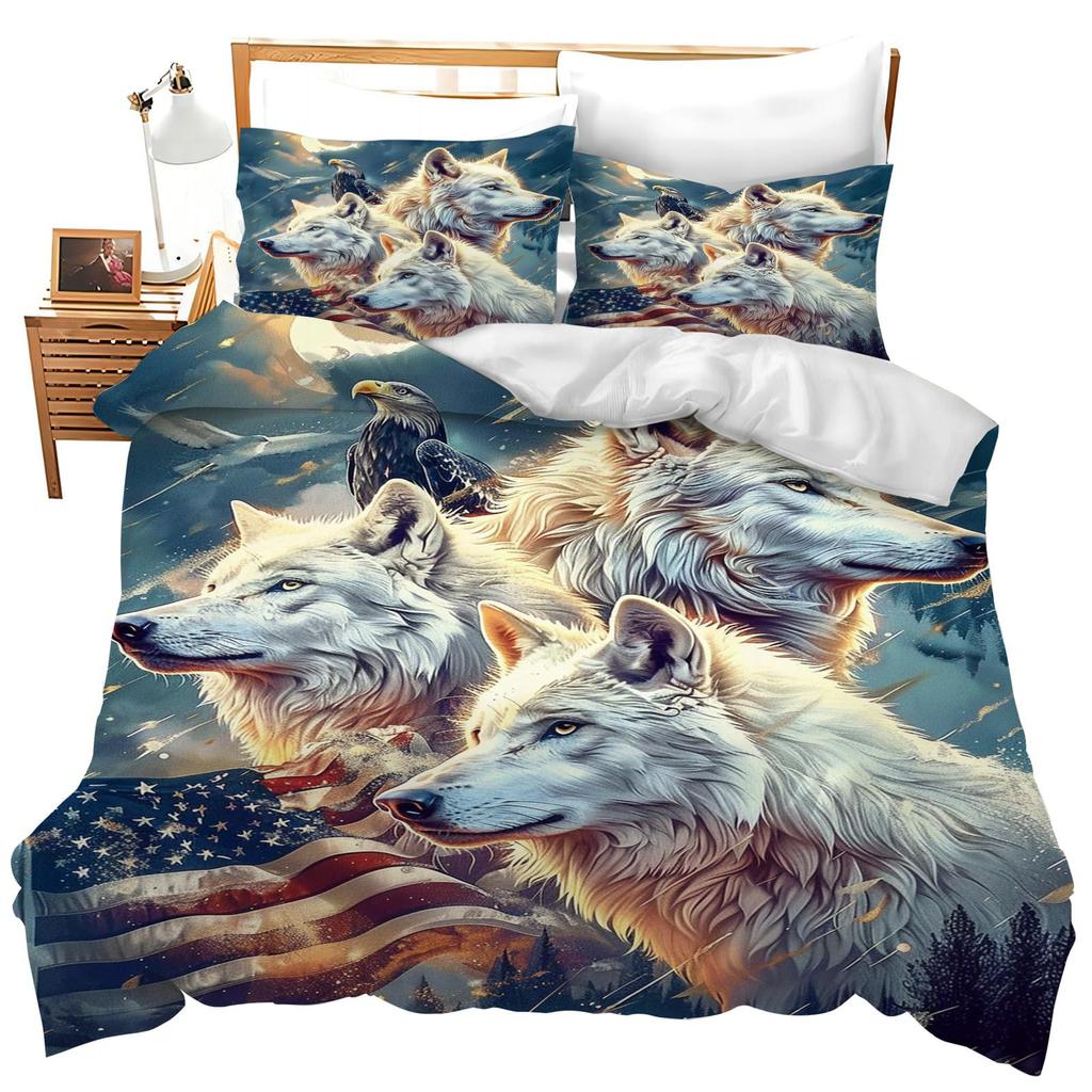 Fox Theme Three-Piece Quilt Cover 3D Digital Printing Bedding Set Bed Cover