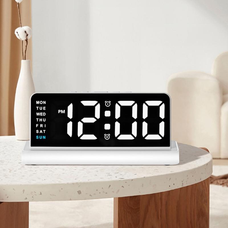 Night Light Digital Alarm Clock Electric Desk Clock with Snooze Date Loud Alarm Day of Week for Living Room Bedroom
