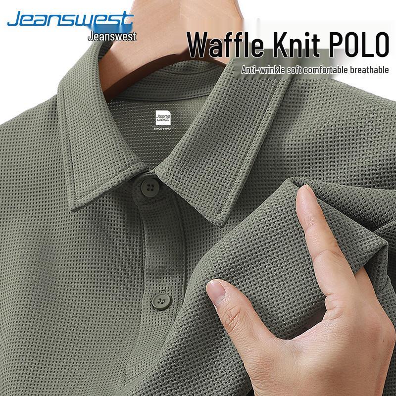 Jeanswest Men s Relaxed Fit Waffle Knit Polo Shirt 5XL
