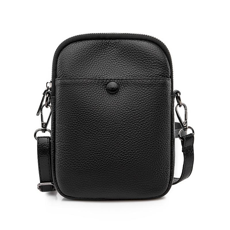 Leather women s bags, new trendy and fashionable women s shoulder messenger bags, first-layer cowhide mobile phone bags чёрный