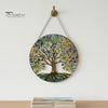 Indoor Outdoor Suncatcher Tree of Life Round Hanging Sign, Stained Glass Acrylic Sign Decoration, Window Wall Ornament for Sun Resistant