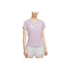 Swoosh Logo Print Sport Crew Neck Short Sleeve T-Shirt Women Tops Light-Purple CZ9279-576