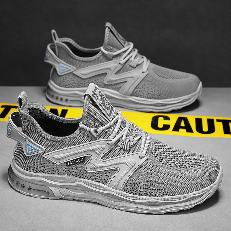 

2025 summer men s shoes breathable personalized student shoes mesh fly-woven lightweight casual shoes trendy men s sports shoes 44