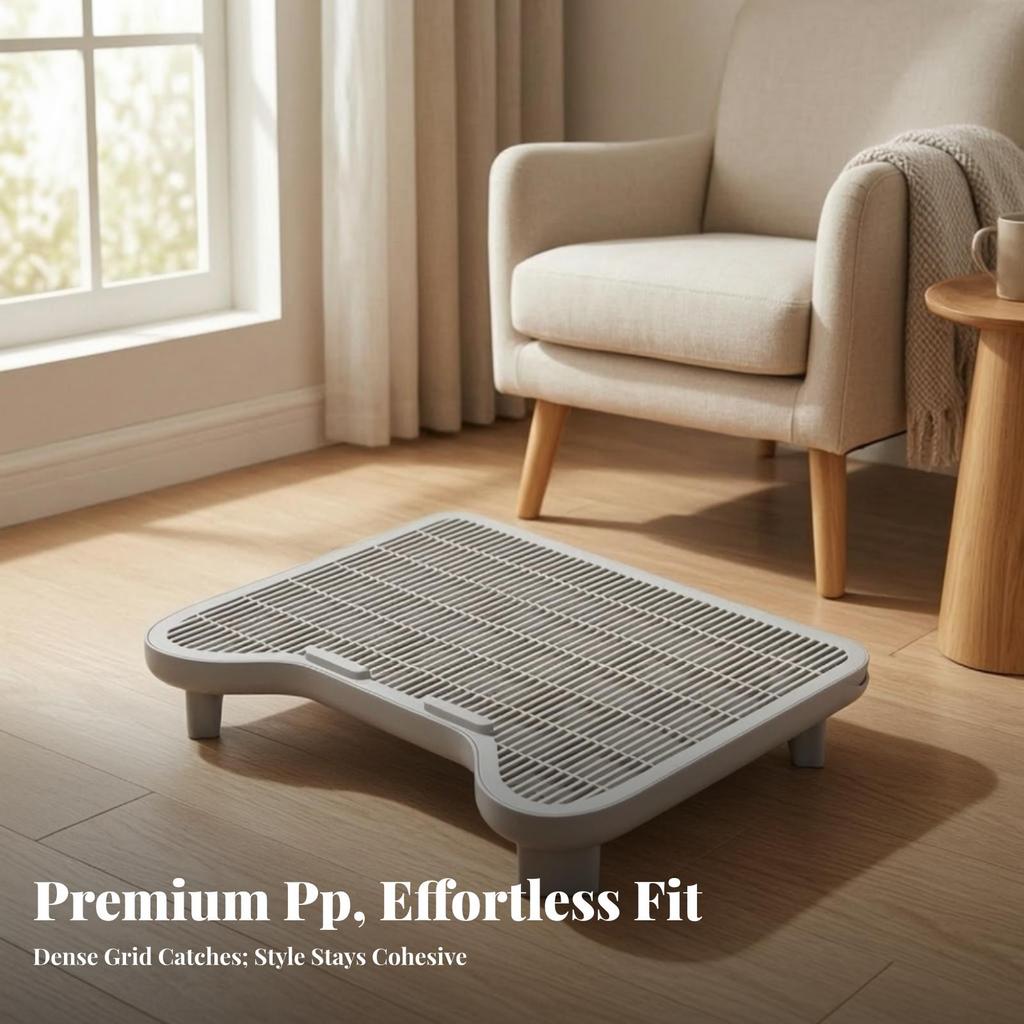 Cat Litter Tray with Grid Box Step Sand Control for Cats