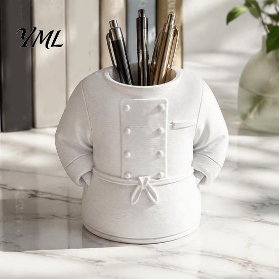Small Stationery Holder for Students Chef Uniform Pen Holder, 3D Printed Novelty Organizer, Professional Kitchen Front Desk Decor Large Capacity