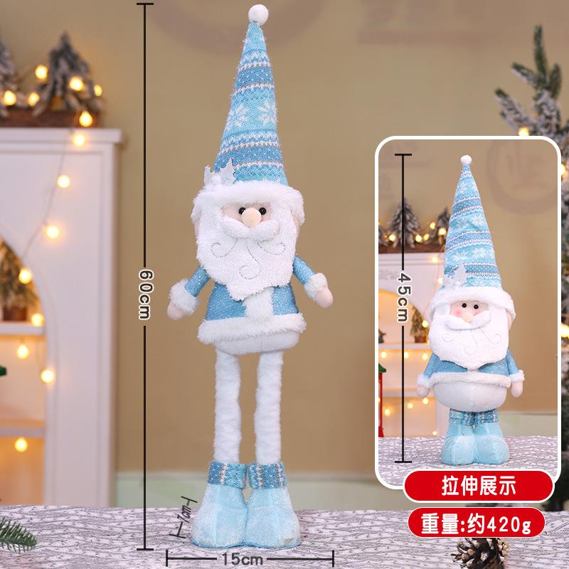 Christmas Retractable Doll Ornaments Christmas Blue Standing Position Retractable Doll Ornament Old Man Snowman Long Legs Doll