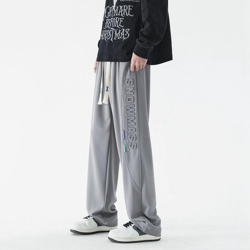 Spring and autumn new men's straight casual pants loose and versatile gray sports long pants drape wide-leg pants