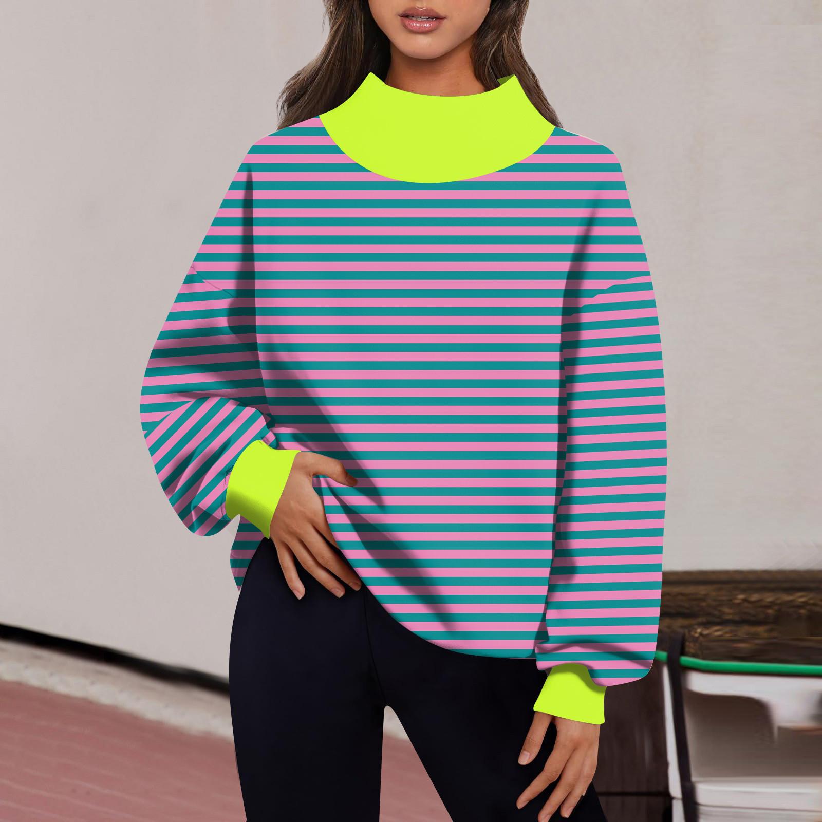 Женская мода сплошной цвет с длинным рукавом свободный разрез половина водолазка — фото 8