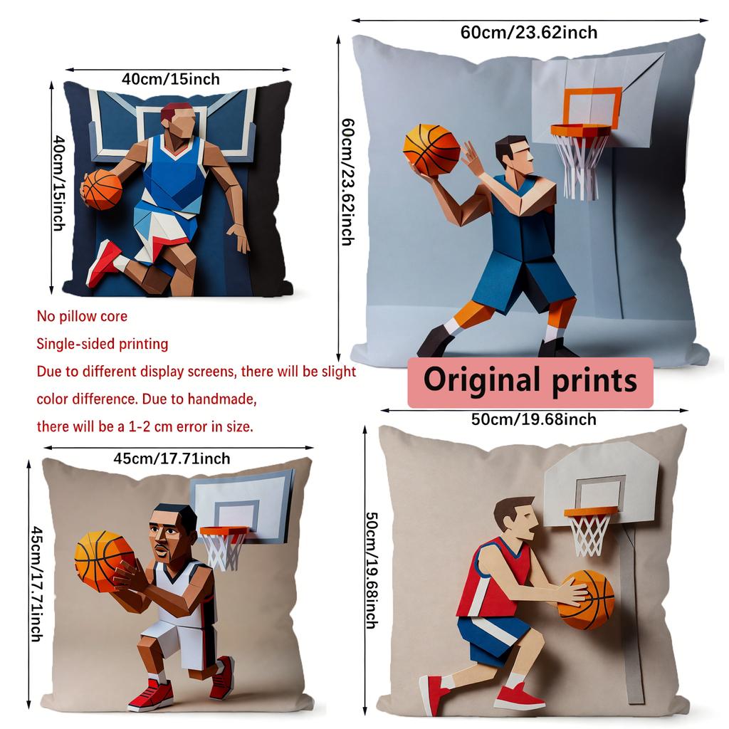 Geometric Basketball Player Throw Pillow Covers Pattern Cushion Cover Suitable for Sofa Bedroom Car Pillow Cover