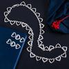CMM Romantic Heart Shape Link Cubic Zirconia White Gold Color Choker Náhrdelník Soupravy