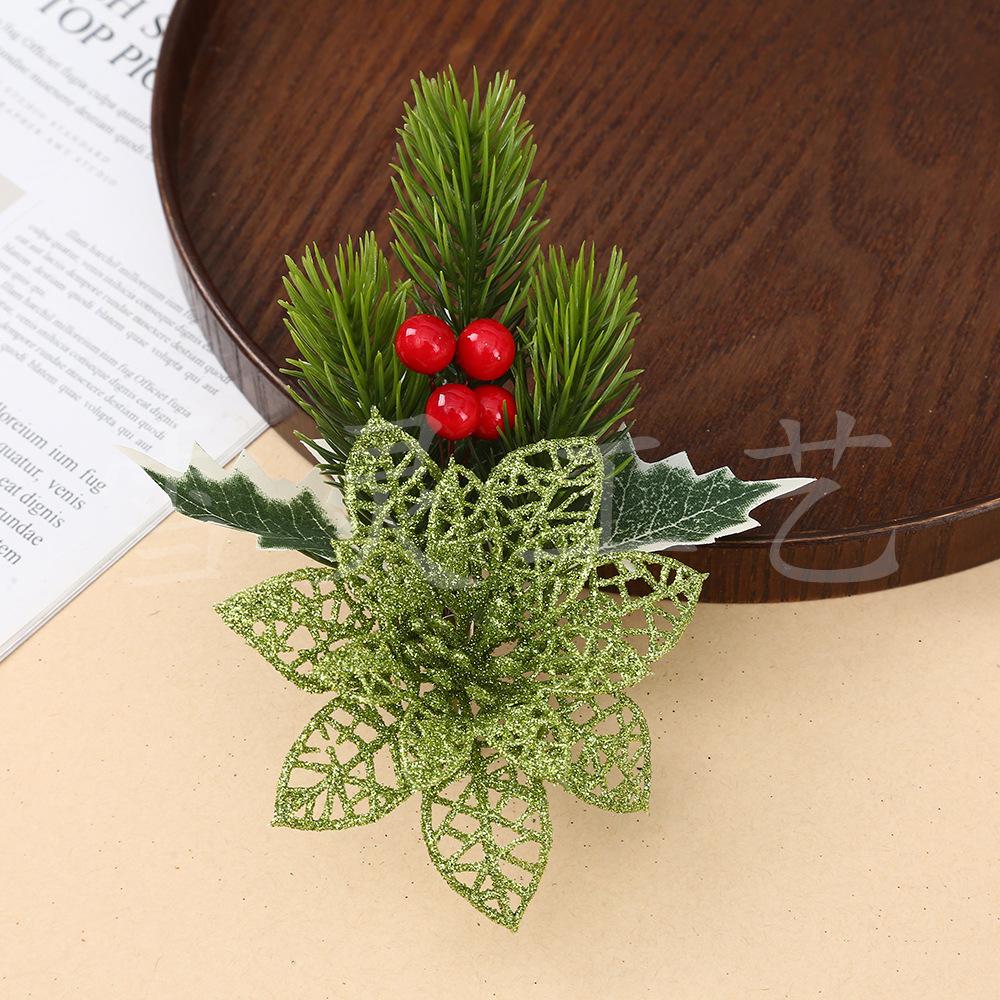 Christmas Flowers, Christmas Celebration Decorations, Scallion Powder with Hollow Flowers, Christmas Tree Decorations, Pendants, Ornaments, Handicraft