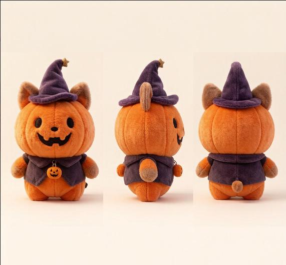 Halloween Pumpkin Stuffed Animal Plush Toy with Hat Costume for Kids Gifts