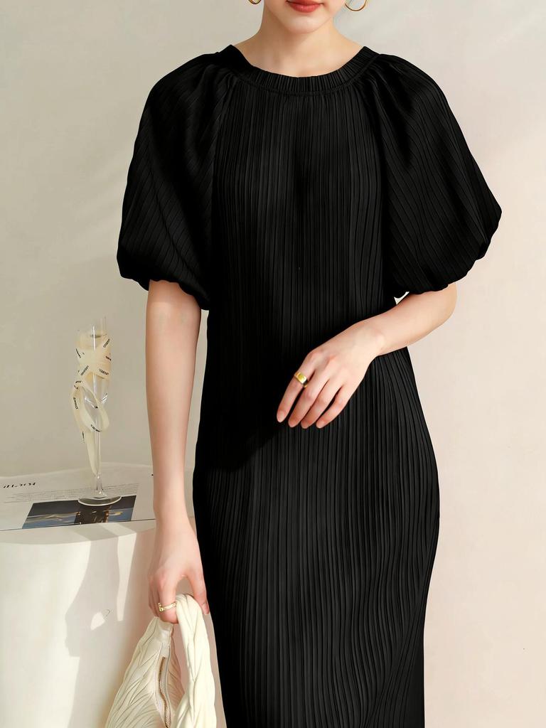 2026 Summer Miyake High-End Pleated Loose Pastoral Dress