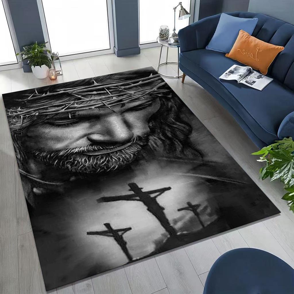 HD Faith Virgin Mary Jesus Blessed Rug Carpet for Bedroom Living Room Sofa Home Doormat Decor,Kids Play Non-slip Floor Mat