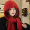 Women S Winter Warm Knit Scarf Hat One Piece For Cold Weather