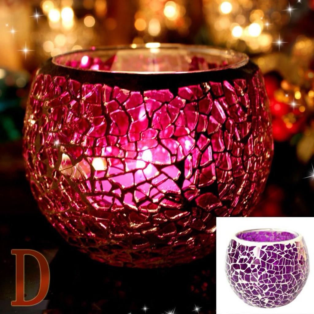 Farget glassmosaikk lysestake i europeisk stil – Bryllups- og bardekorasjonsrekvisitt